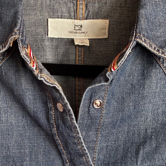2 for $20 Thread & Supply Denim Shirt with Pearl snaps - Picture 3 of 8